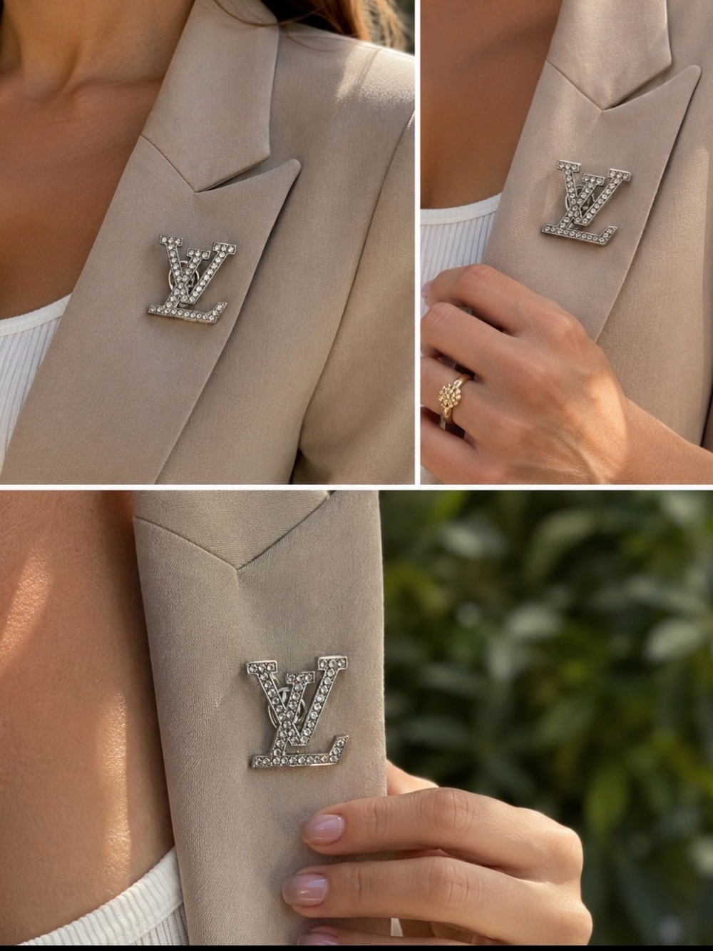Crystal Logo Brooch in Silver - Elegant Designer-Inspired Accent